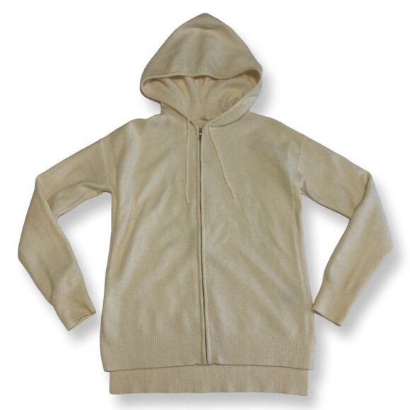 GAP Wool Blend Off-White Zip-Up Hooded Sweater Size Small Cabincore 90s Y2K - Picture 1 of 9